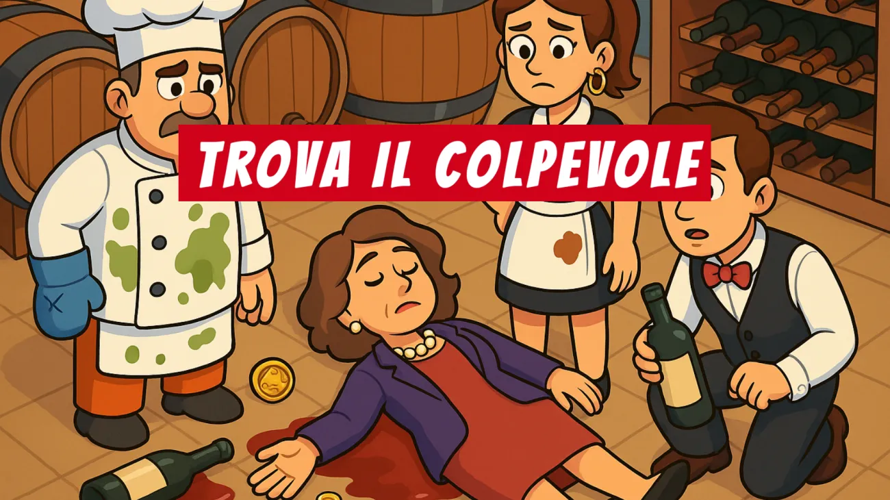 Solo i veri geni riescono a risolvere questo indovinello: riuscirai a scoprire chi è l’assassino nella cantina del vino? Sfida la tua mente!"